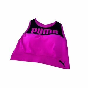 Puma High-Neck Sports Racerback Bra Size M Fuschia Black